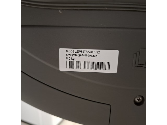 Warmtepomp droger, samsung, dv80t6220le/s2 | 8 kg | a+++ - afbeelding 7 van  7