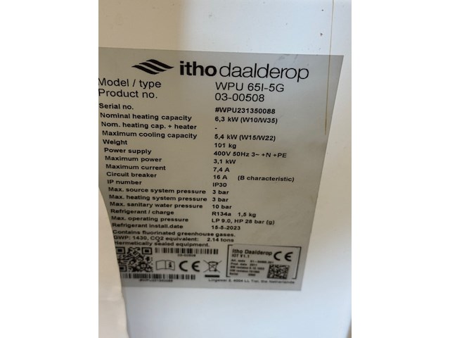 Warmtepomp itho daalderop, wpu65i-5g, , water-water - afbeelding 3 van  4