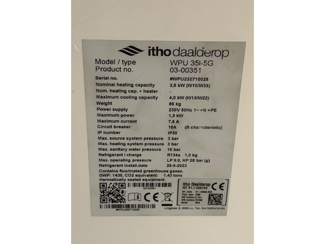 Warmtepomp met spider thermostaat itho daalderop, wpu 35i-5g, , water/water - afbeelding 2 van  8
