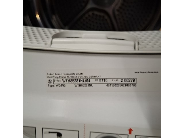 Warmtepompdroger, bosch, wth85281nl/04 - 8.0 kg a++ - afbeelding 9 van  9