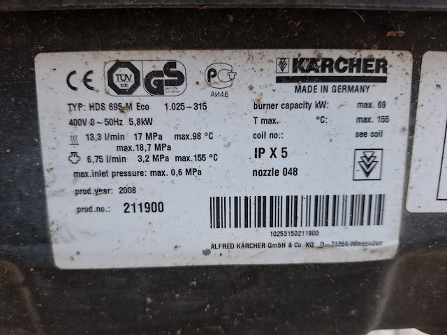 Warmwater hogedrukreiniger, karcher, hds 695 m eco, 2008 - afbeelding 9 van  11