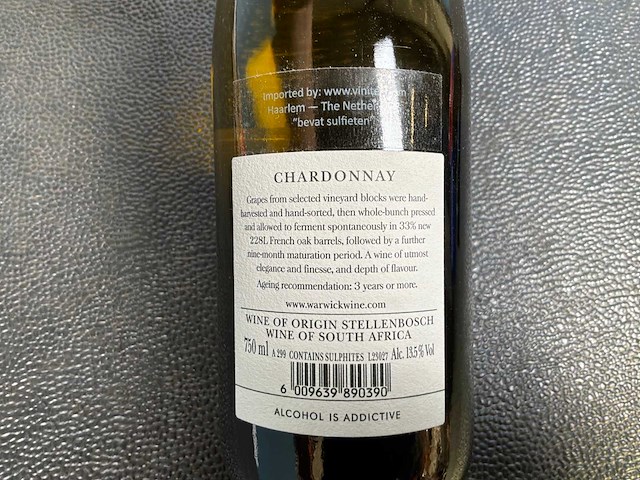 Warwick stellenbosch the white lady chardonnay witte wijn 2022 (3x) - afbeelding 3 van  3