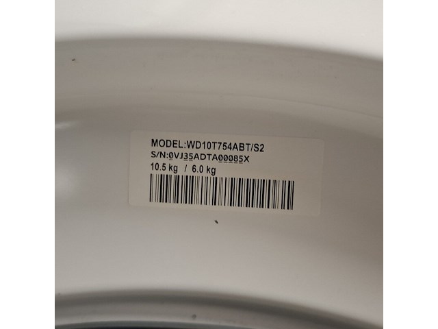 Was droog combinatie, samsung, wd10t754abt | 10.5 / 6 kg, wit - afbeelding 8 van  9