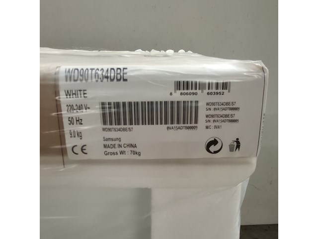 Was-droog combinatie, samsung, wd90t634dbe - afbeelding 5 van  9
