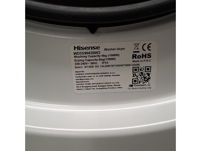 Was-droogcombinatie, hisense, wd3s9043bw3 | 9 kg/6 kg, 2025 - afbeelding 8 van  8