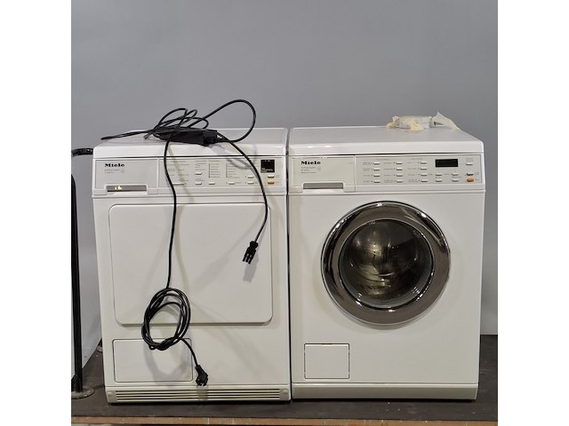 Wasdroger en wasmachine met transportkar, miele, o.a. softcare t8463c - afbeelding 1 van  14