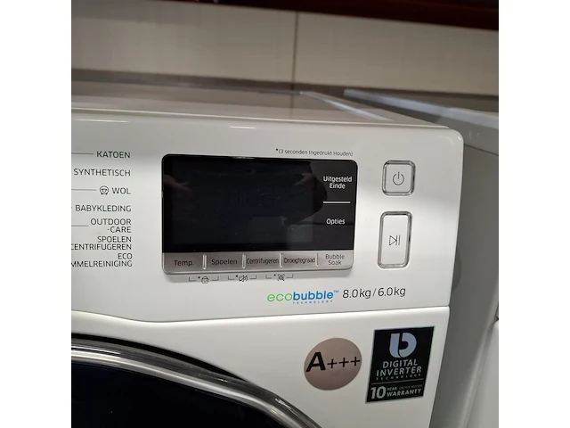 Was/droog combinatie 8.0 kg / 6.0 kg, samsung a +++, wd80j6400aw - afbeelding 5 van  9