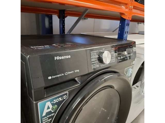 Was/droog combinatie 9.0 kg / 6.0 kg, hisense a+++, wd3s9043bb3, zwart, 2025 - afbeelding 2 van  9