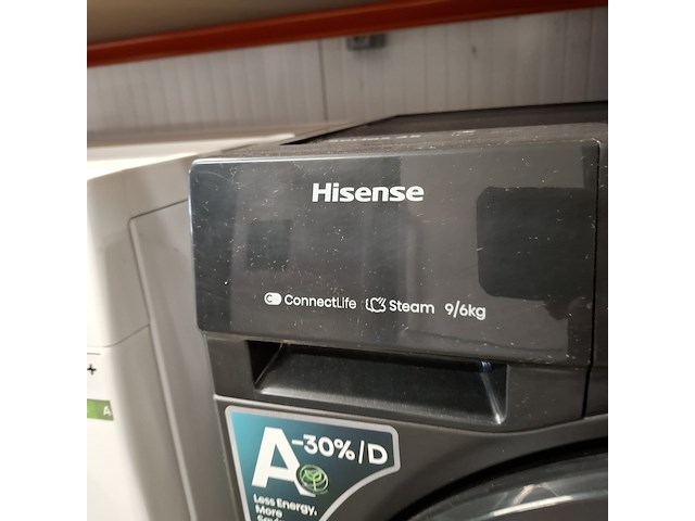 Was/droog combinatie 9.0 kg / 6.0 kg, hisense a+++, wd3s9043bb3, zwart, 2025 - afbeelding 3 van  9