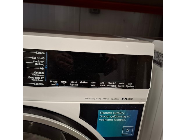 Was/droog combinatie 9.0 kg / 6.0 kg, siemens iq500 a+++ demo machine, wnad63 - afbeelding 5 van  9