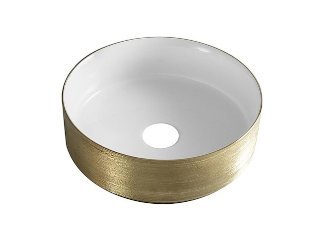 Waskom 36x36x12 cm wb, mondri 32.3302, glans wit/geb. goud - afbeelding 1 van  4