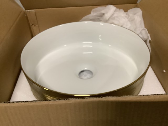 Waskom 36x36x12 cm wb, mondri 32.3302, glans wit/geb. goud - afbeelding 4 van  4