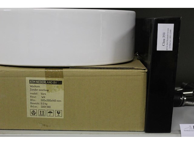 Waskom atm nederland wit type varo afm. 505 x 305 x 140 mm met wastafelkraan type clou 350 - afbeelding 3 van  3