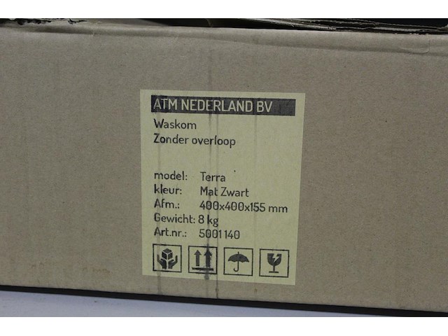 Waskom atm nederland zwart type terra afm. 400 x 400 x 155 mm met wastafelkraan type calipso 210 - afbeelding 3 van  4