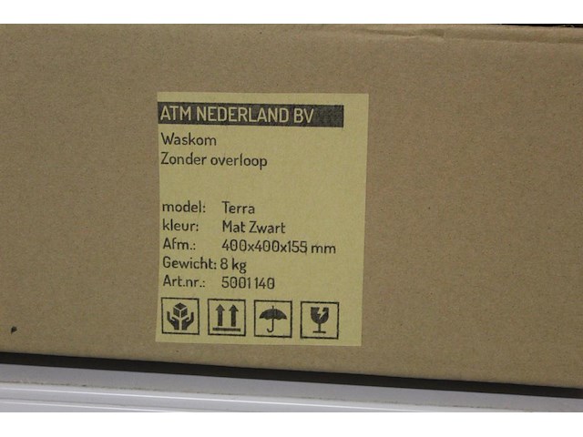 Waskom atm nederland zwart type terra afm. 400 x 400 x 155 mm met wastafelkraan type moza 71 - afbeelding 3 van  4
