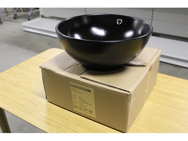 Waskom terra mat zwart. afmeting 400 x 400 x 155 mm. gewicht 8 kg. - afbeelding 1 van  3