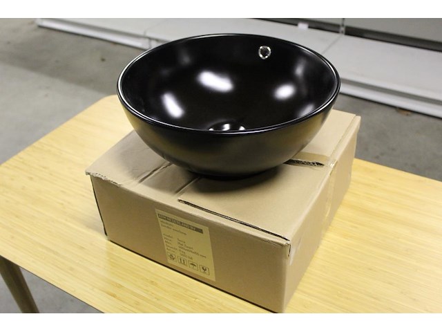 Waskom terra mat zwart. afmeting 400 x 400 x 155 mm. gewicht 8 kg. - afbeelding 1 van  3