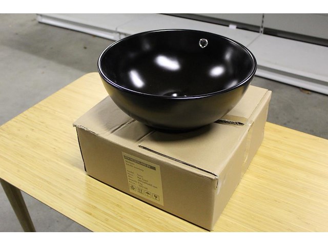 Waskom terra mat zwart. afmeting 400 x 400 x 155 mm. gewicht 8 kg. - afbeelding 1 van  3