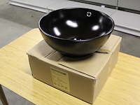 Waskom terra mat zwart. afmeting 400 x 400 x 155 mm. gewicht 8 kg.