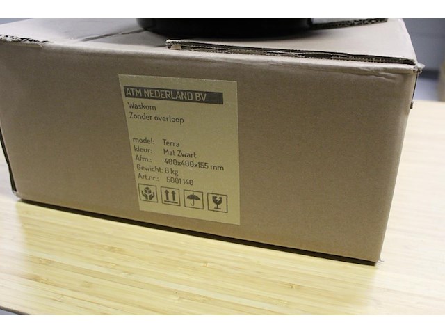 Waskom terra mat zwart. afmeting 400 x 400 x 155 mm. gewicht 8 kg. - afbeelding 3 van  3