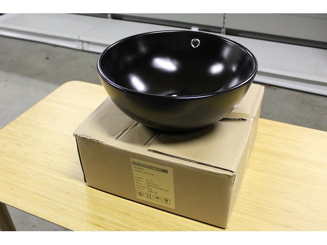 Waskom terra mat zwart. afmeting 400 x 400 x 155 mm. gewicht 8 kg. - afbeelding 1 van  3