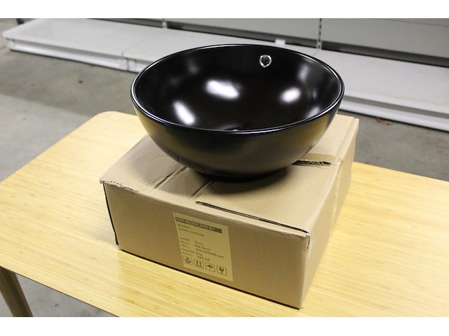 Waskom terra mat zwart. afmeting 400 x 400 x 155 mm. gewicht 8 kg. - afbeelding 1 van  3