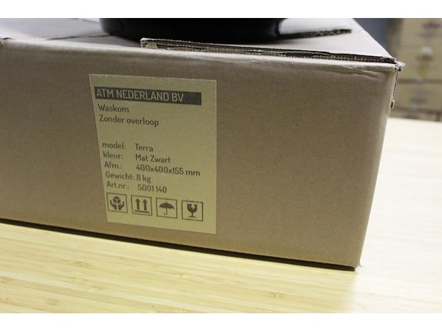 Waskom terra mat zwart. afmeting 400 x 400 x 155 mm. gewicht 8 kg. - afbeelding 3 van  3