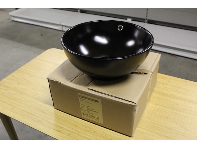 Waskom terra mat zwart. afmeting 400 x 400 x 155 mm. gewicht 8 kg. - afbeelding 1 van  3