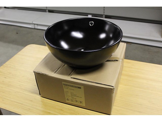 Waskom terra mat zwart. afmeting 400 x 400 x 155 mm. gewicht 8 kg. - afbeelding 1 van  3