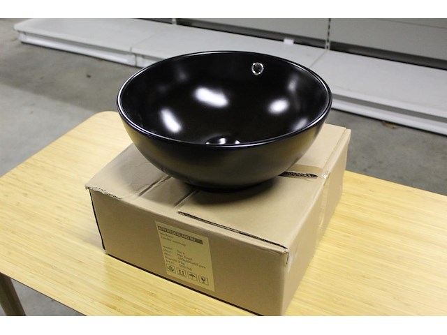 Waskom terra mat zwart. afmeting 400 x 400 x 155 mm. gewicht 8 kg. - afbeelding 1 van  3