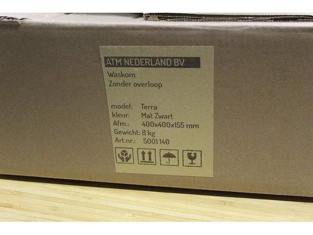 Waskom terra mat zwart. afmeting 400 x 400 x 155 mm. gewicht 8 kg. - afbeelding 3 van  3