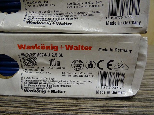 Waskönig + walter - h07v-u 2,5 bl - installatiedraad 100m (4x) - afbeelding 2 van  2