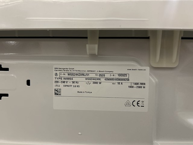 Wasmachine 9 kg - 1400 rpm - 71 db, bosch, serie 6 wgg244zanl - afbeelding 10 van  11