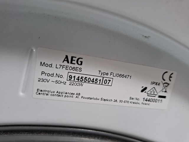 Wasmachine, aeg, c7fe06es - afbeelding 4 van  4