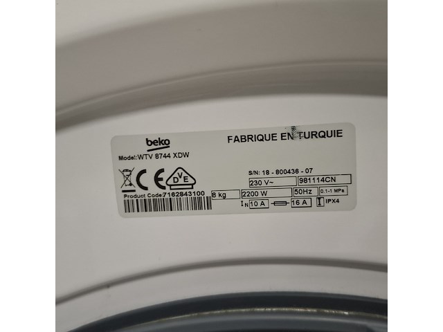 Wasmachine, beko, wte10744xst | 10 kg | a+++ - afbeelding 9 van  9