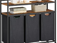 Wasmandmeubel met 3 46 liter zakken hzuaneri, zwart/antraciet - afbeelding 1 van  4