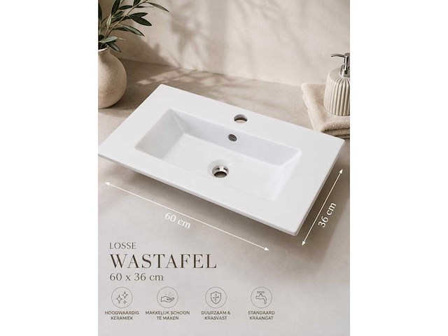 Wastafel (60x36 cm) (2x) - afbeelding 1 van  2