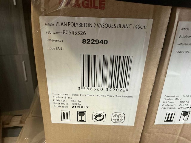 Wastafel duo 140cm - afbeelding 2 van  3