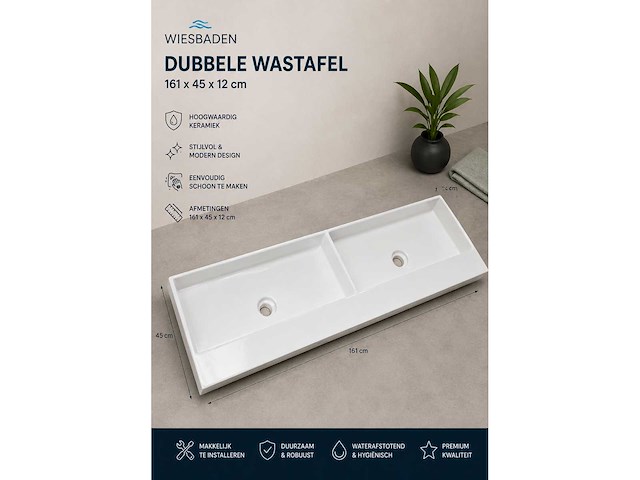 Wastafel duo 161cm - afbeelding 1 van  2