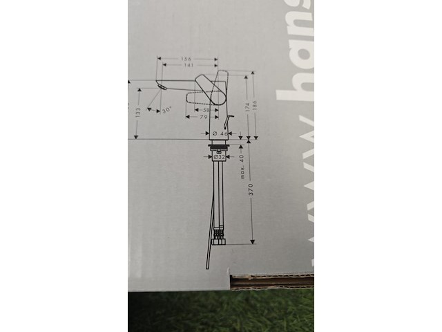 Wastafel met mengkraan en afvoer, hansgrohe, zwart - afbeelding 3 van  8