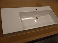 Wastafel met zijplateau, wit