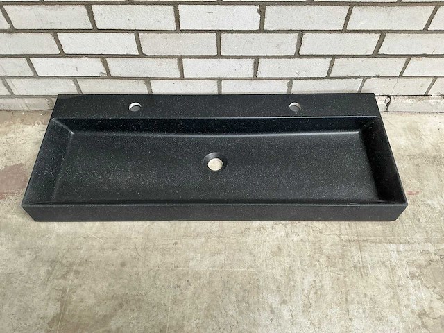 Wastafel zwart 100 x 40 cm - afbeelding 2 van  4