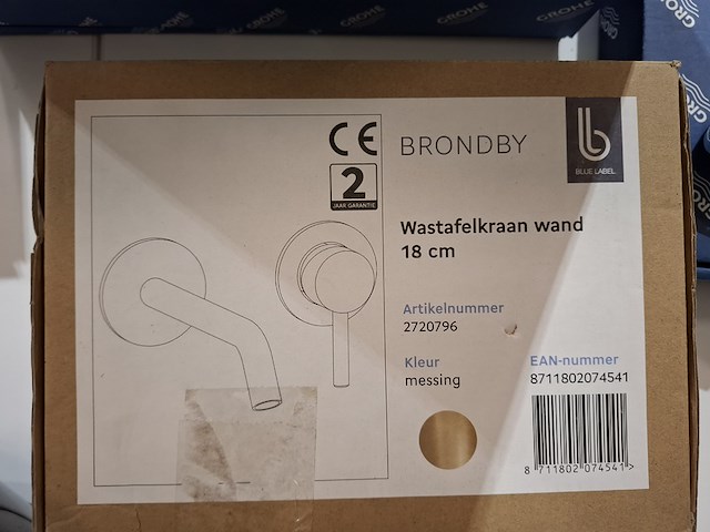 Wastafelkraan brondby, inbouw, messing geborsteld - afbeelding 4 van  4