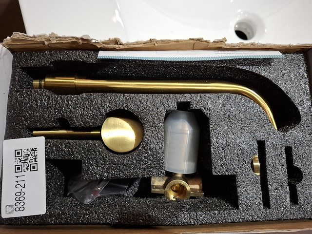 Wastafelkraan inbouw, mat goud - afbeelding 1 van  3