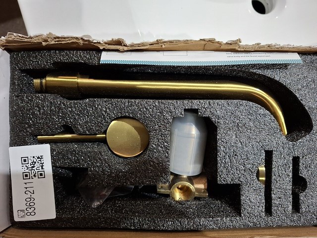 Wastafelkraan inbouw, mat goud - afbeelding 2 van  3