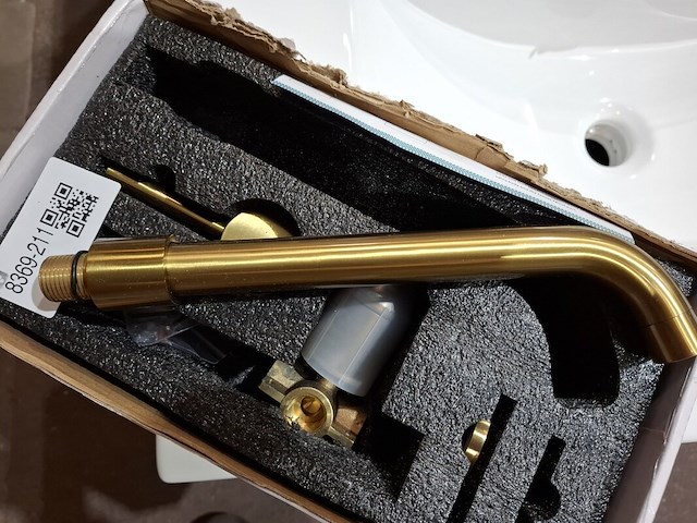 Wastafelkraan inbouw, mat goud - afbeelding 3 van  3