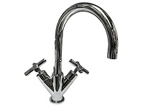 Wastafelmengkraan met kruisgreep chroom - afbeelding 1 van  5