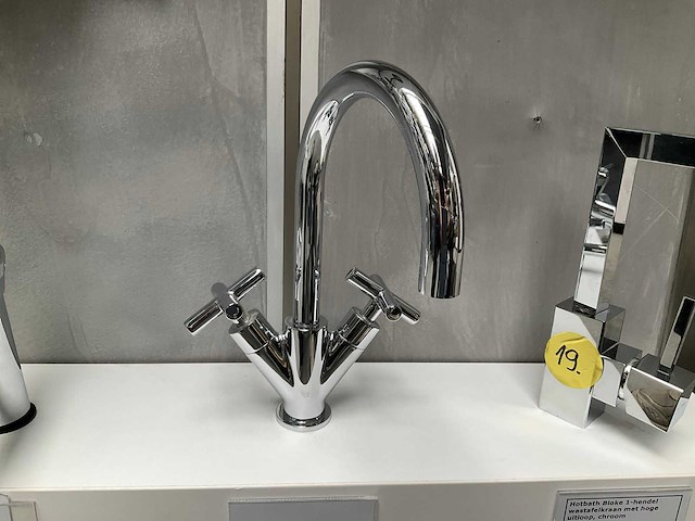 Wastafelmengkraan met kruisgreep chroom - afbeelding 2 van  5