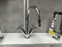 Wastafelmengkraan met kruisgreep chroom - afbeelding 2 van  5