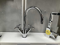 Wastafelmengkraan met kruisgreep chroom - afbeelding 3 van  5